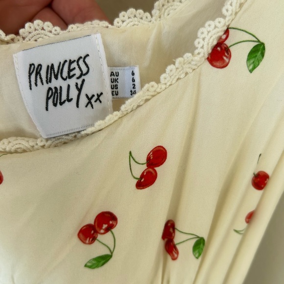 Princess Polly Cream Slip Dress with Red Cherry Print - Picture 5 of 6